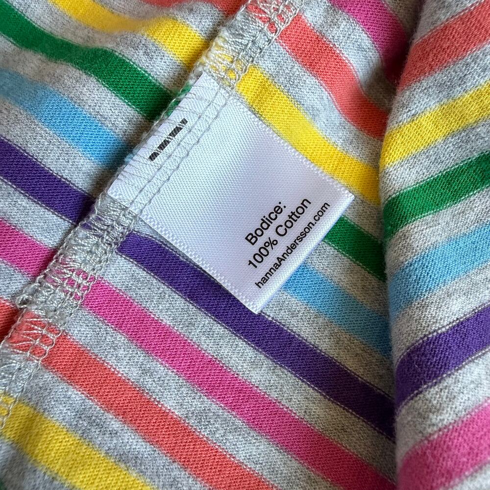 Hanna Andersson Grey Rainbow Stripe Power Twirl Dress 140cm US 10 - Picture 8 of 9